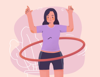 用呼啦圈运动健身的少女