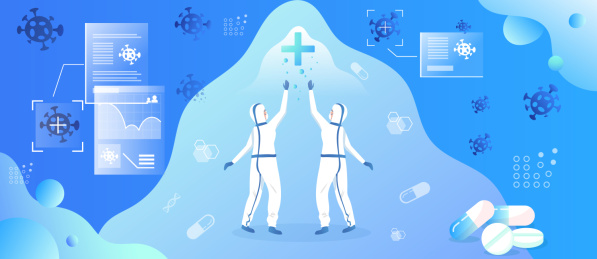 共抗疫情 众志成城 插画