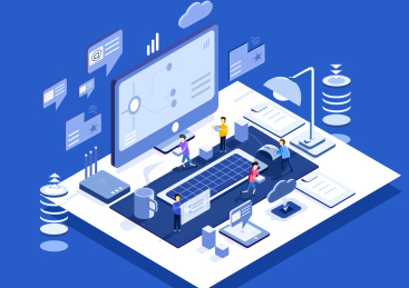 2.5D办公场景等距插画