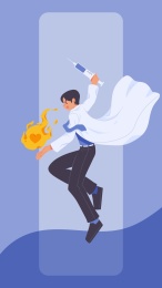 手持爱心火焰和注射器的医生