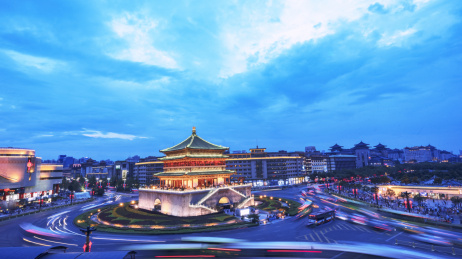 陕西省古城西安钟楼风光