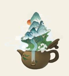 茶道之微观场景风景山水图