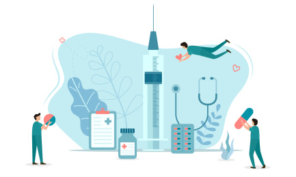 医生治疗疾病概念插画，医疗图标