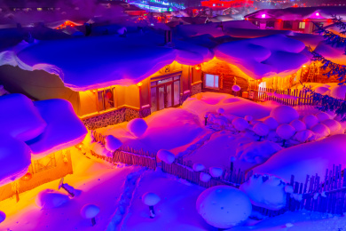 中国黑龙江省海林市雪乡夜景