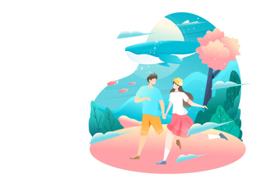 情侣约会矢量插画