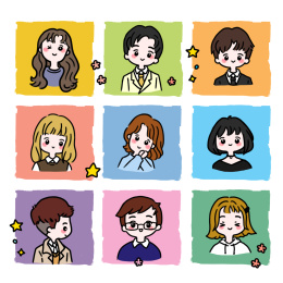 可爱情侣人物头像卡通插画手绘简笔画