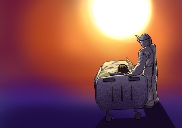 抗议曙光的到来医生跟患者一起欣赏日出