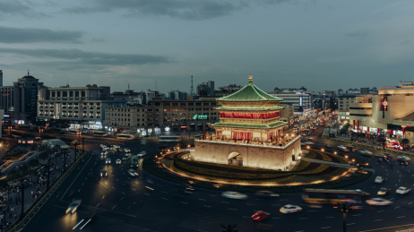西安钟楼景区夜景