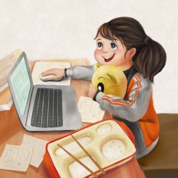 勤奋学习的小女孩