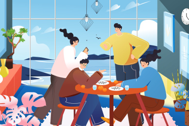 朋友聚会矢量插画