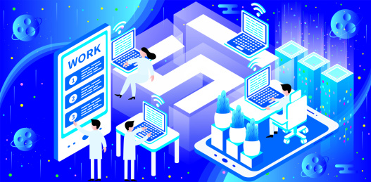 五一劳动节上班族加班办公矢量插画