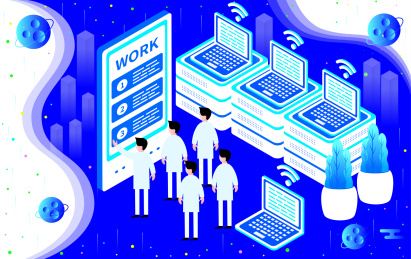 移动互联网商务办公矢量插画