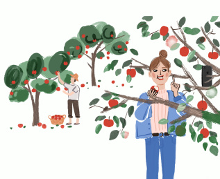 女主播果园吃播卖水果农产品插图