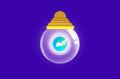 卡通手绘地球一小时创意灯泡地球插画