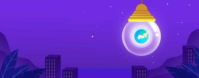 卡通手绘地球一小时创意灯泡地球插画