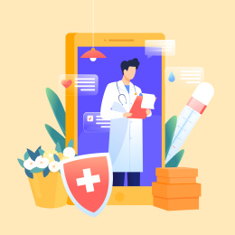 医疗问诊矢量插画