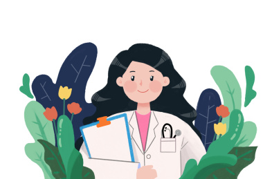 蓝色卡通手绘医生研究肺炎病毒插画单体元素