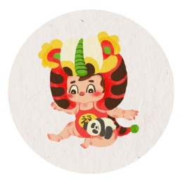 中国风-虎头帽胖娃娃和熊猫