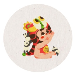 中国风-虎头帽胖娃娃和熊猫