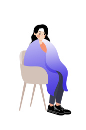 感冒发烧生病的女孩