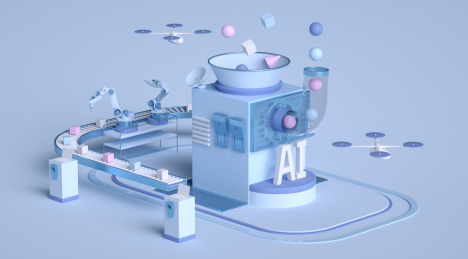 虚拟人工智能自动化生产线抽象3d场景