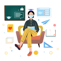 在家读书学习的女孩