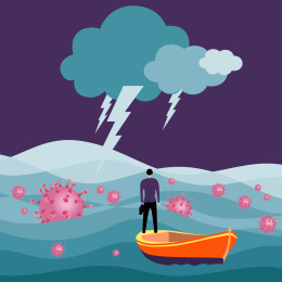 冠状病毒全球爆发影响经济下滑插画