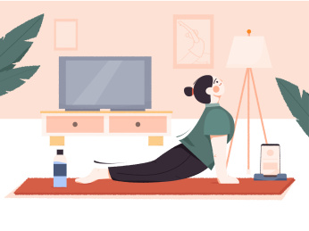 客厅里的瑜伽女孩