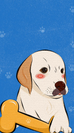 可爱拉布拉多正面手绘插画