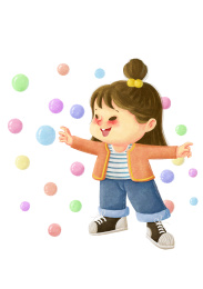 抓泡泡的小姑娘