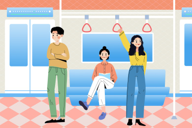 乘坐地铁出行的各式各样的人