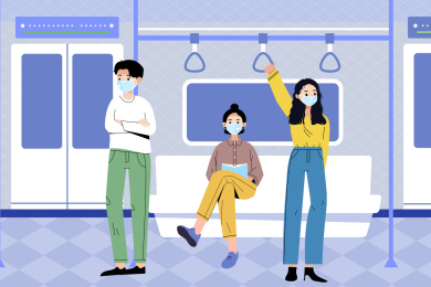 乘坐地铁出行的各式各样的人