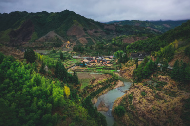 福建闽北南平政和县古村庄田园风光