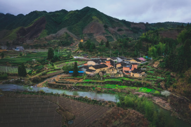 福建闽北南平政和县古村庄田园风光