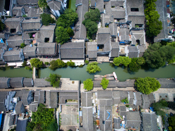 航拍浙江南浔水乡