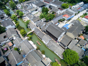 航拍浙江南浔水乡