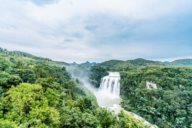 中国贵州黄果树大瀑布风光航拍