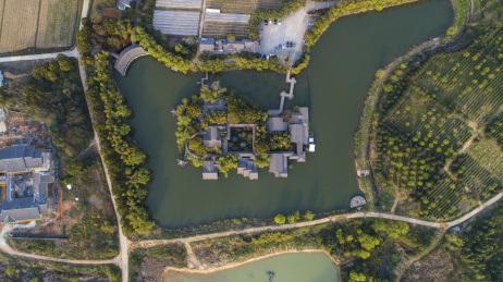 航拍中国江苏常州溧阳天目湖十思园