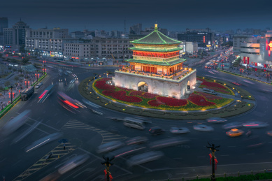 中国西安钟楼夜景