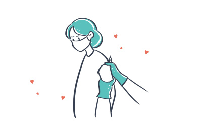 生病医生给患者打针插图