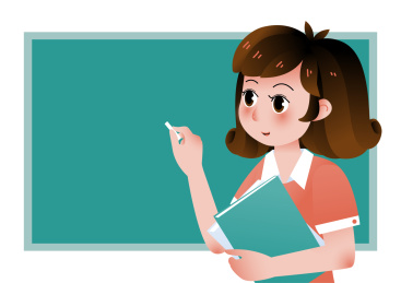 拿着粉笔和教材写板书的教师卡通人物