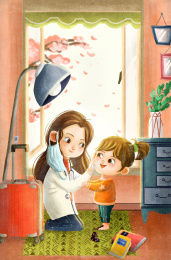 归来的妈妈回到家抚摸着孩子