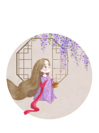 赏紫藤花的古风女孩