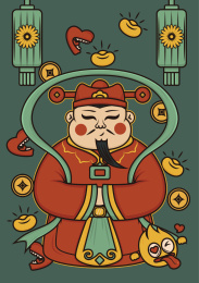 中国传统财神矢量插画