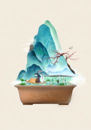 许仙和白娘子见面的小场景插画