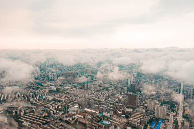南宁雨后日落云层航拍风光