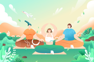 做瑜伽运动矢量插画