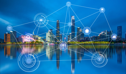 广州城市天际线，大数据5G智慧城市概念