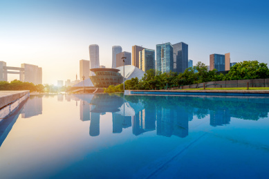 杭州钱江新城的现代建筑，杭州城市景观