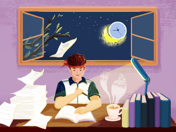 男孩看书冲刺学习场景